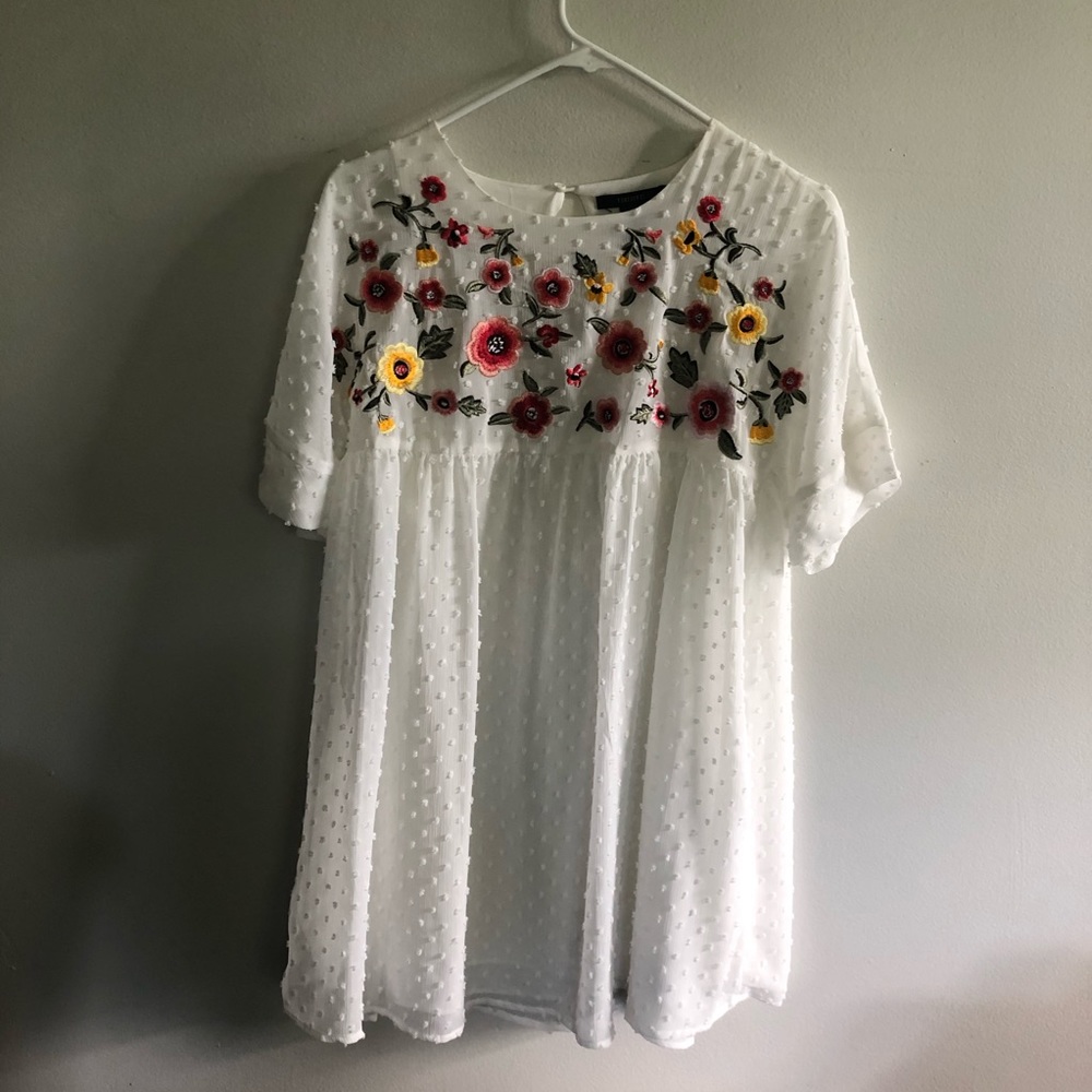 Embroidered Babydoll Dress